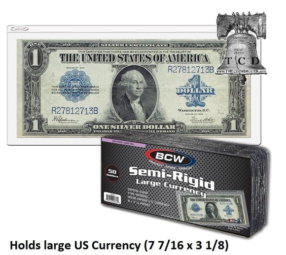 LARGE Semi Rigid Currency Banknote Holder Toploader BCW 9MIL US Bills Topload