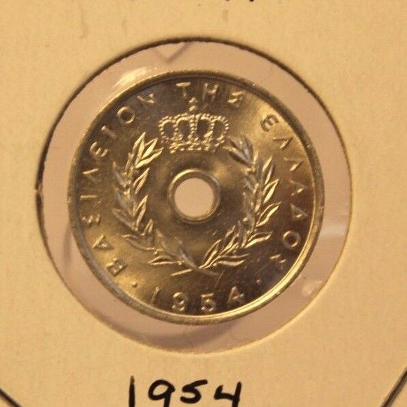 1954 Greece 5 Lepta Coin with Holder thecoindigger World Estates
