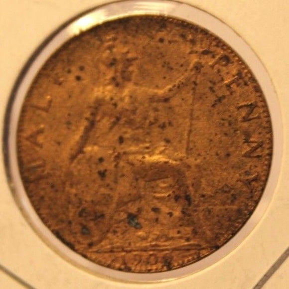 1909 Great Britain 1/2 Half Penny Coin and Holder Thecoindigger United Kingdom - The Coin Digger