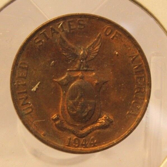 1944 Phillipines 1 Centavo Bronze Coin with Holder thecoindigger World Estate - The Coin Digger