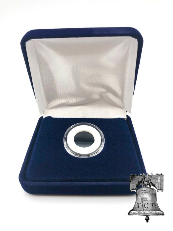 Coin Holder Case Blue Velvet Air-tite Storage Steel Box & Model A Capsule 10-19mm White