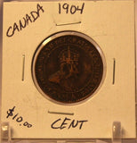 1904 Canada 1 Cent Coin with Display Holder