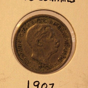 1901 Luxembourg 10 Centimes Copper-Nickel Coin with Display Holder thecoindigger