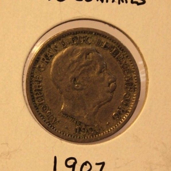 1901 Luxembourg 10 Centimes Copper-Nickel Coin with Display Holder thecoindigger