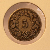 1883 Switzerland 5 Rappen Coin with Holder thecoindigger World Coin Estates