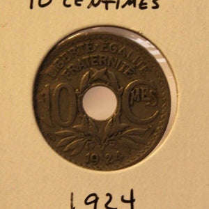1924 France 10 Centimes Coin and Display Holder Thecoindigger World Estates - The Coin Digger