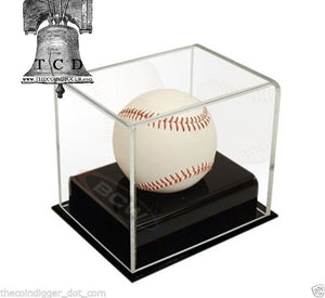 BCW Baseball Holder Deluxe Acrylic Autograph Display Case Black Base Stand - The Coin Digger