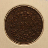 1835 B British India 1/12 Anna Coin with Holder thecoindigger World Estate