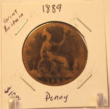1889 Great Britain Penny Coin with Holder  thecoindigger World Coin Estates - The Coin Digger