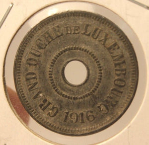 1916 Luxembourg 25 Centimes Coin with Holder Display thecoindigger World Estates