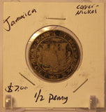 1884 Jamaica 1/2 Penny Copper-Nickel Coin and Holder Thecoindigger World Coins