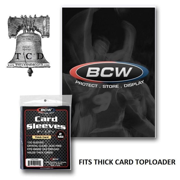 Thick Card Sleeve Baseball Pokemon Magic Hockey Football BCW Topload Sleeves - The Coin Digger