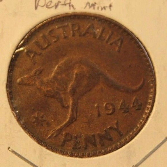 1944 P Australia Penny Perth Mint Copper Coin & Holder Thecoindigger World Coins