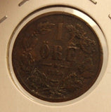 1865 Sweden 1 Ore Key Date Coin with Holder Display thecoindigger World Estate