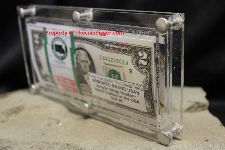 Currency Display Banknote Bundle Strap Case Acrylic Frame Holder Armor ...