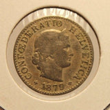 1879 B Switzerland 5 Rappen Key Date Coin with Holder thecoindigger World Estate