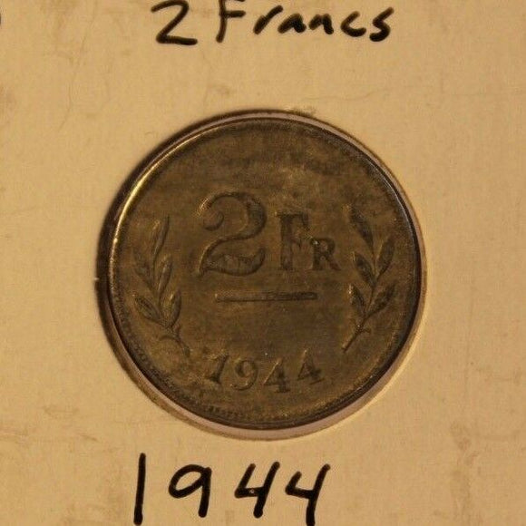 1944 Belgium 2 Francs with Display Holder Thecoindigger World Coins Estates