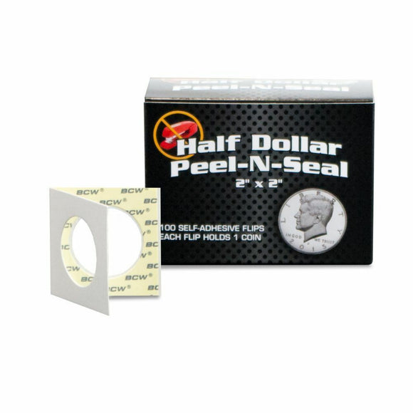 100 BCW Self Adhesive Coin Holder 2x2  Storage Flips - The Coin Digger