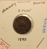 1895 Hungary 2 Filler Bronze Coin with Holder Display thecoindigger World Estate
