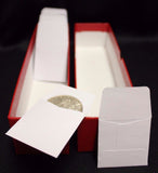 250 2x2 Paper Coin Stamp Envelope GUARDHOUSE Archival + 2 Red Storage Box 9x2x2