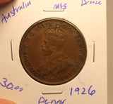 1926 Australia Penny Coin with Display Holder thecoindigger World Coin Estates