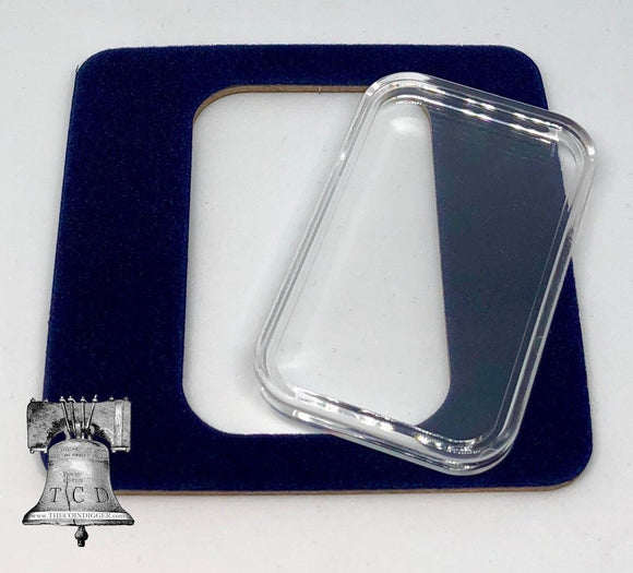 Air-tite Coin Holder Blue Velvet Display Card Insert + Silver Bar Capsule Case