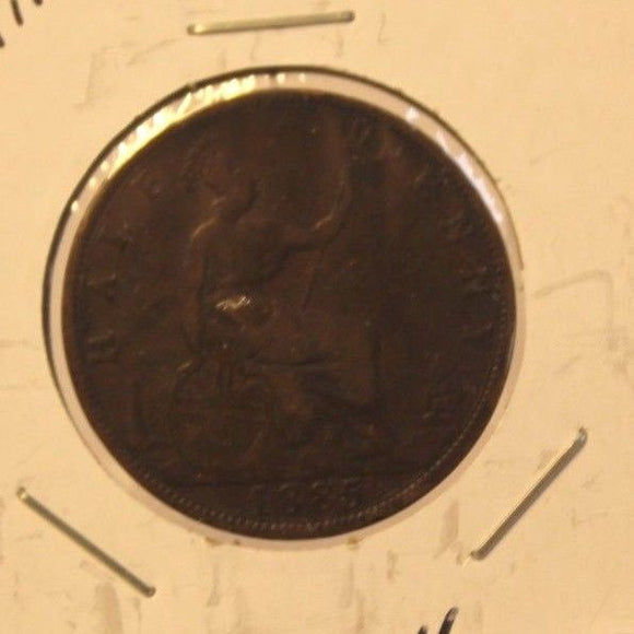 1885 Great Britain 1/2 Penny Coin with Holder  thecoindigger World Coin Estates