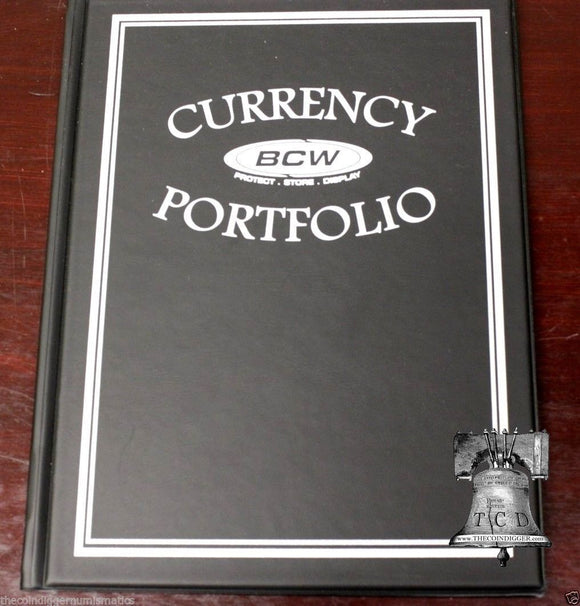 BCW Currency Banknote Portfolio Album 3 Pocket BLACK Holds 30 Bills Holder Book - The Coin Digger