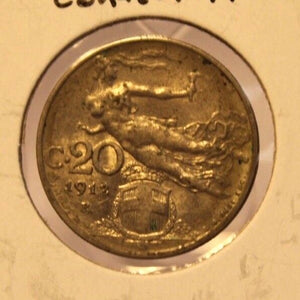 1912 R Italy 20 Centesimi Coin with Display Holder thecoindigger World Estate