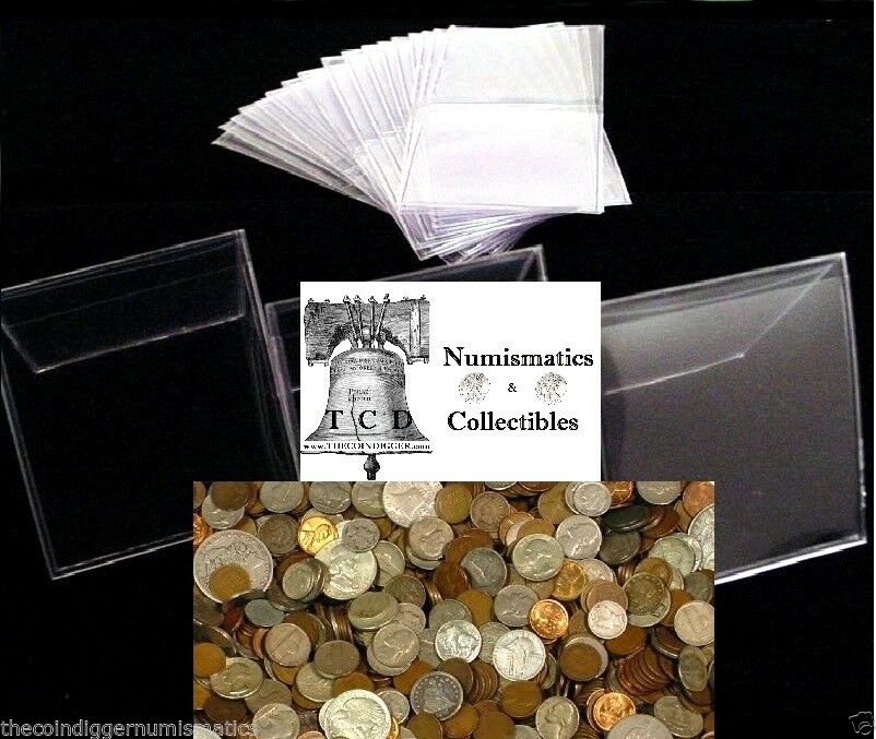 100 Saf T Flips Non PVC Plastic 2x2 Coin Holder Flip