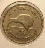1947 New Zealand 1 Florin Coin with Holder Display thecoindigger World Estate
