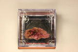 BCW Cube Geode Fossil Mineral Rock Amethyst Display & Wood Mirror Base Stand