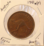 1943P Australia Penny Coin with Display Holder thecoindigger World Coin Estates - The Coin Digger