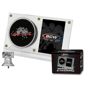 BCW Hockey Puck and Card Holder Display Crystal Clear Plastic Autograph Case