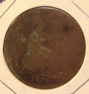 1876 H Great Britain Penny Coin with HolderDisplay thecoindigger World Estates