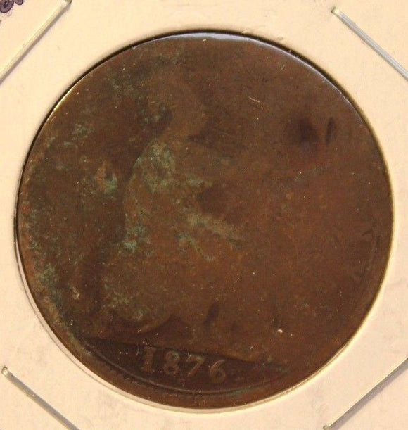 1876 H Great Britain Penny Coin with HolderDisplay thecoindigger World Estates