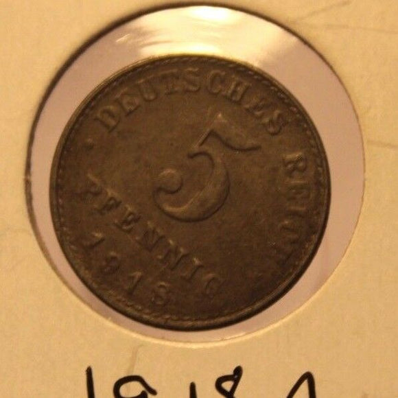 1918 German 5 Pfennig Coin with Holder thecoindigger World Estates - The Coin Digger