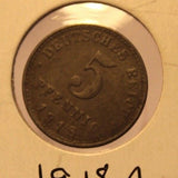 1918 German 5 Pfennig Coin with Holder thecoindigger World Estates - The Coin Digger