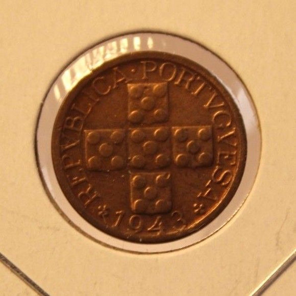 1943 Portugal 10 Centavo Coin with Display Holder thecoindigger World Estate
