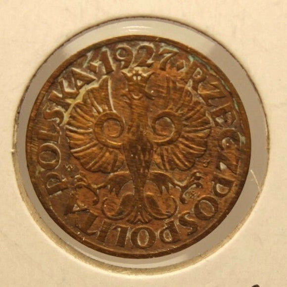 1927 W Poland 2 Grosze Coin with Holder Display thecoindigger World Estate