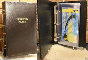 Currency Holder Album + 20 Binder Page Modern Banknote Sleeve Lighthouse LEATHER