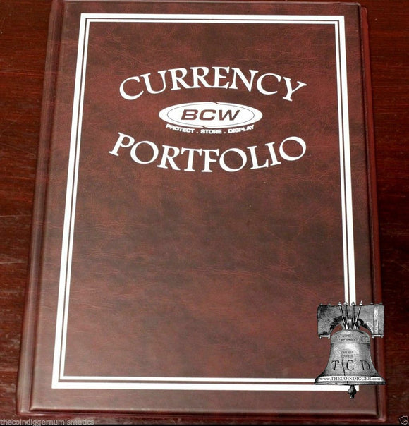 BCW Currency Album Portfolio 3 Pocket 10 Page BURGUNDY Banknote Holder Book Case - The Coin Digger