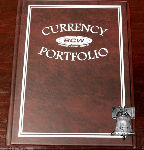 BCW Currency Album Portfolio 3 Pocket 10 Page BURGUNDY Banknote Holder Book Case