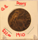1910 United Kingdom Great Britain Penny Coin and Holder Thecoindigger UK Europe - The Coin Digger