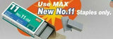 MAX Vaimo 11 Flat Clinch Stapler HD-11FLK Coin Flip Sealer Black + NO.11 Staples