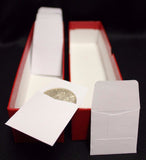 100 2x2 Paper Coin Holder Envelopes & Red Storage Box
