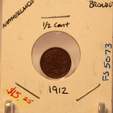 1912 Netherlands 1/2 Cent Coin with Display Holder thecoindigger World Estate - The Coin Digger