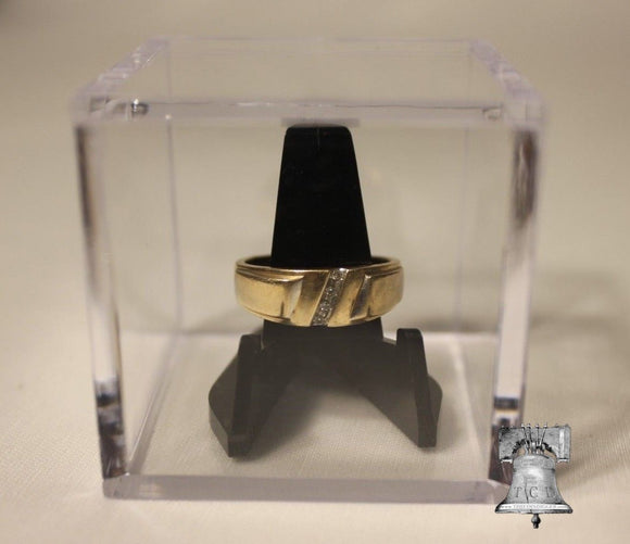 Ring Holder Display Case Box Championship College Wedding 2x2x2 Cube Black Stand