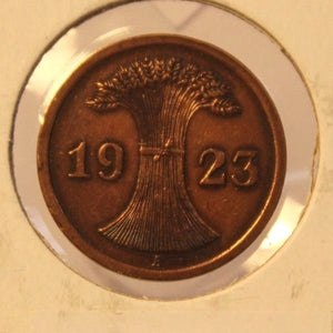 1923 A Germany Weimar Republic 2 Rentenpfennig Coin with Holder thecoindigger - The Coin Digger