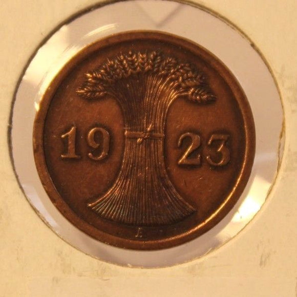 1923 A Germany Weimar Republic 2 Rentenpfennig Coin with Holder thecoindigger - The Coin Digger